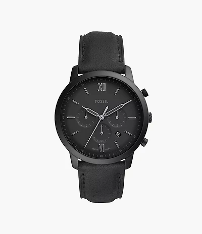 Neutra Chronograph Black Leather Watch