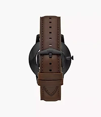 Minimalist Three-Hand Brown Leather Watch