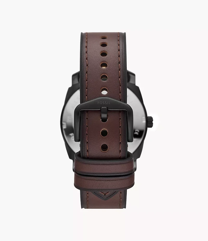 Machine Three-Hand Date Brown Leather Watch