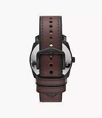 Machine Three-Hand Date Brown Leather Watch