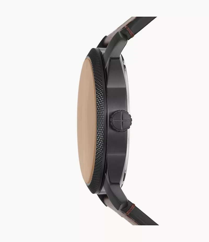 Machine Three-Hand Date Brown Leather Watch
