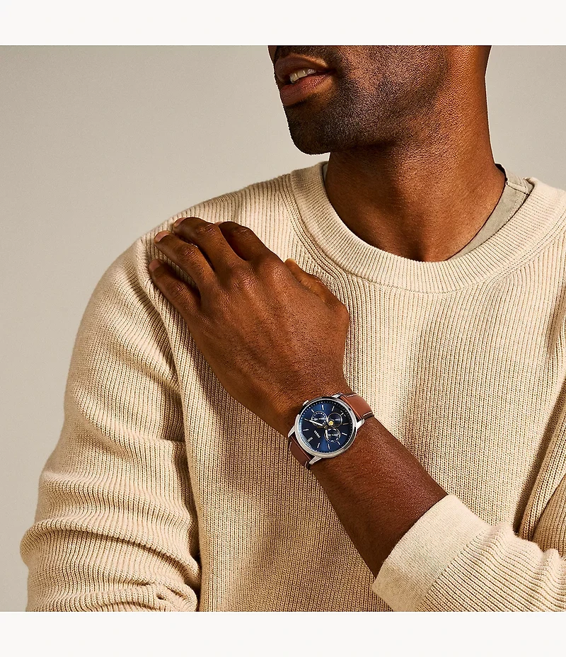 Neutra Moonphase Multifunction Brown Leather Watch