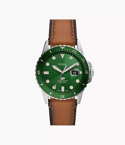 Fossil Blue Dive Three-Hand Date Tan LiteHide™ Leather Watch