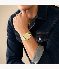 Everett Three-Hand Date Gold-Tone Stainless Steel Watch