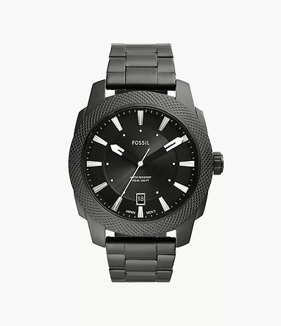 Machine Three-Hand Date Smoke Stainless Steel Watch