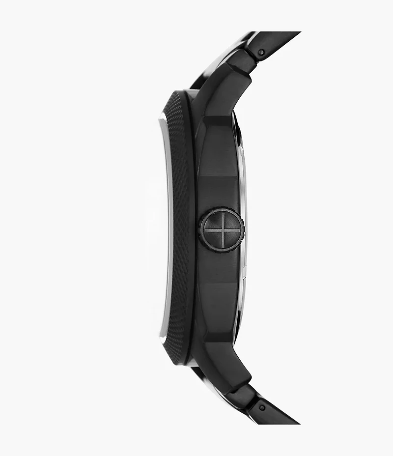 Machine Three-Hand Date Black Stainless Steel Watch