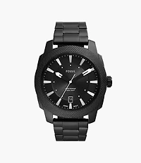 Machine Three-Hand Date Black Stainless Steel Watch