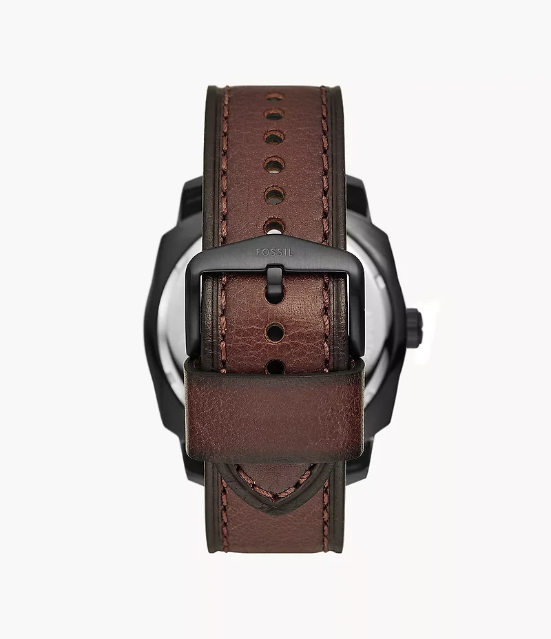 Machine 49mm Three-Hand Date Dark Brown LiteHide™ Leather Watch