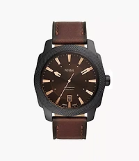 Machine 49mm Three-Hand Date Dark Brown LiteHide™ Leather Watch