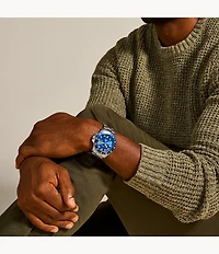 Fossil Blue GMT Stainless Steel Watch
