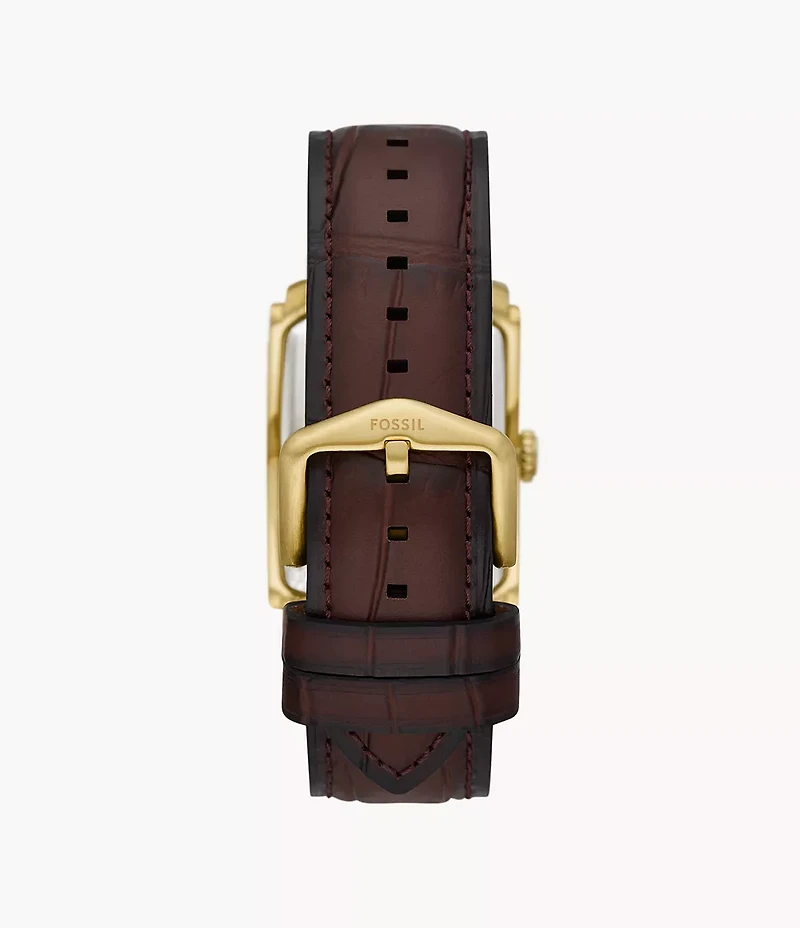 Carraway Three-Hand Brown Croco Leather Watch