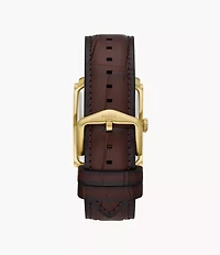Carraway Three-Hand Brown Croco Leather Watch