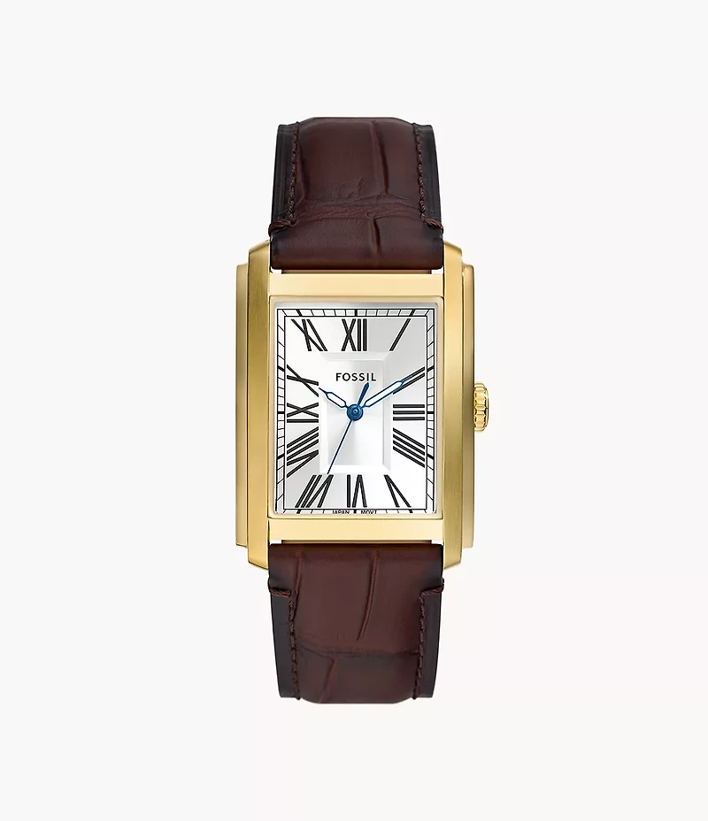 Carraway 30mm Three-Hand Brown Croco Leather Watch