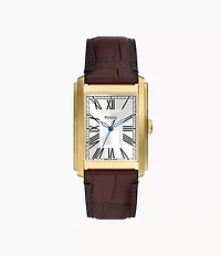 Carraway 30mm Three-Hand Brown Croco Leather Watch