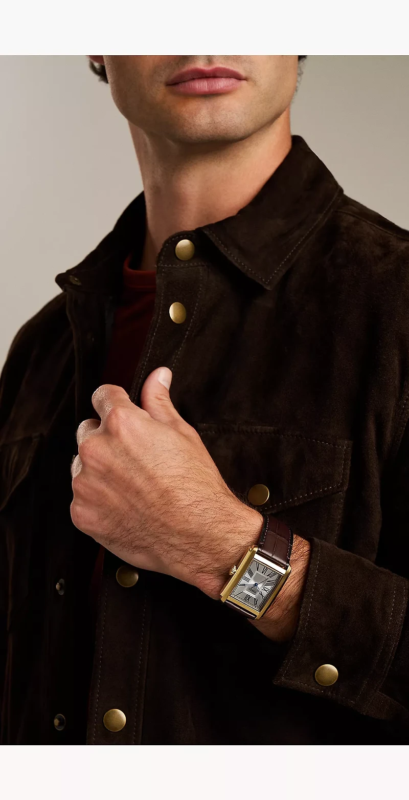 Carraway 30mm Three-Hand Croco Leather Watch
