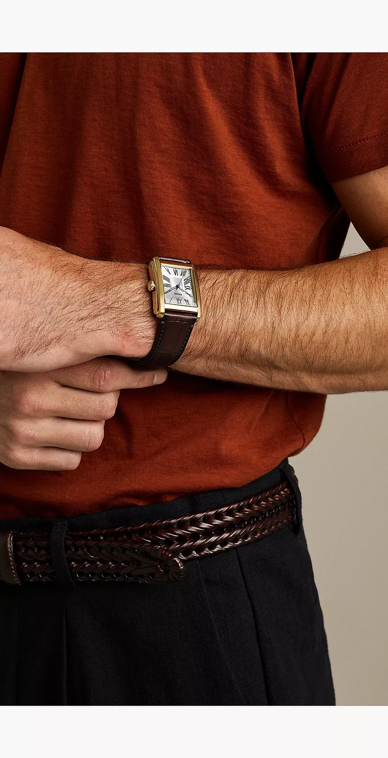 Carraway 30mm Three-Hand Croco Leather Watch
