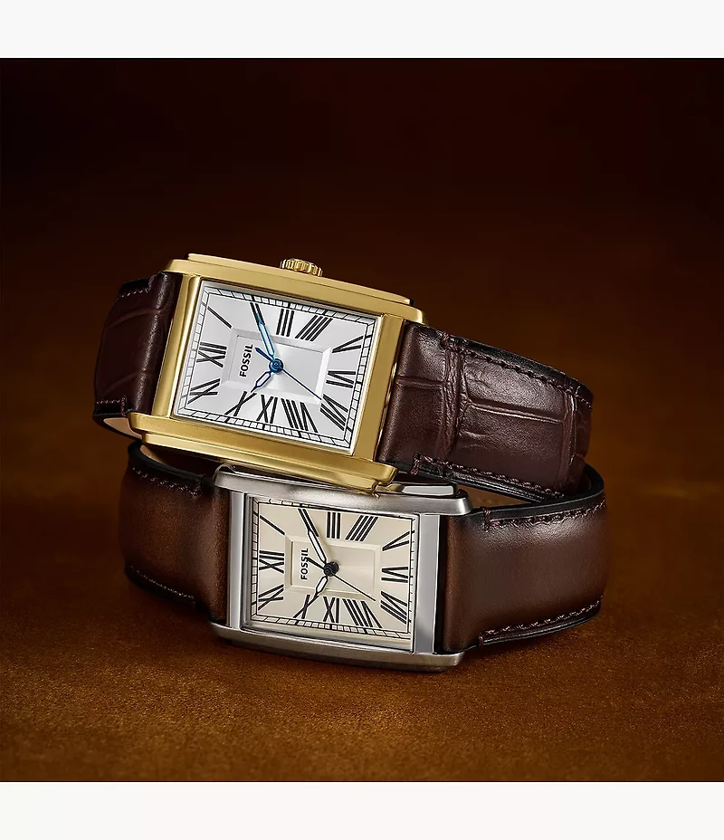 Carraway 30mm Three-Hand Brown Leather Watch