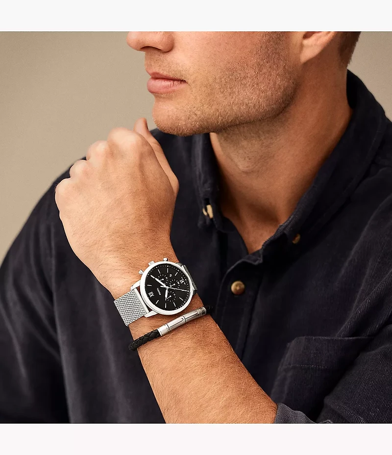 Neutra 44mm Chronograph Stainless Steel Mesh Watch and Bracelet Box Set