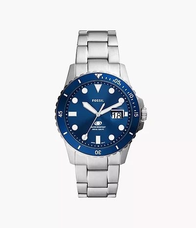 Fossil Blue Dive 42mm Three-Hand Date Stainless Steel Watch