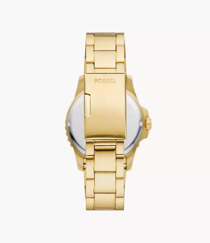 Fossil Blue Dive Three-Hand Date Gold-Tone Stainless Steel Watch