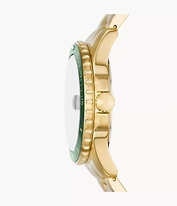 Fossil Blue Dive Three-Hand Date Gold-Tone Stainless Steel Watch