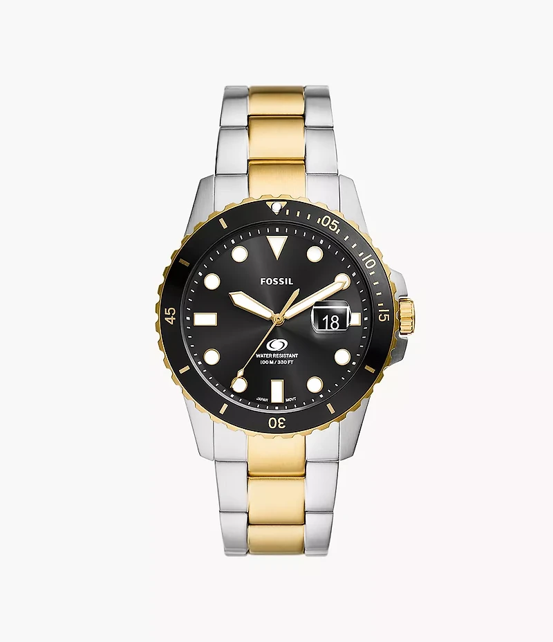 Fossil Blue Dive 42mm Three-Hand Date Two-Tone Stainless Steel Watch