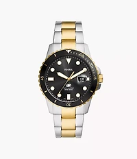 Fossil Blue Dive 42mm Three-Hand Date Two-Tone Stainless Steel Watch