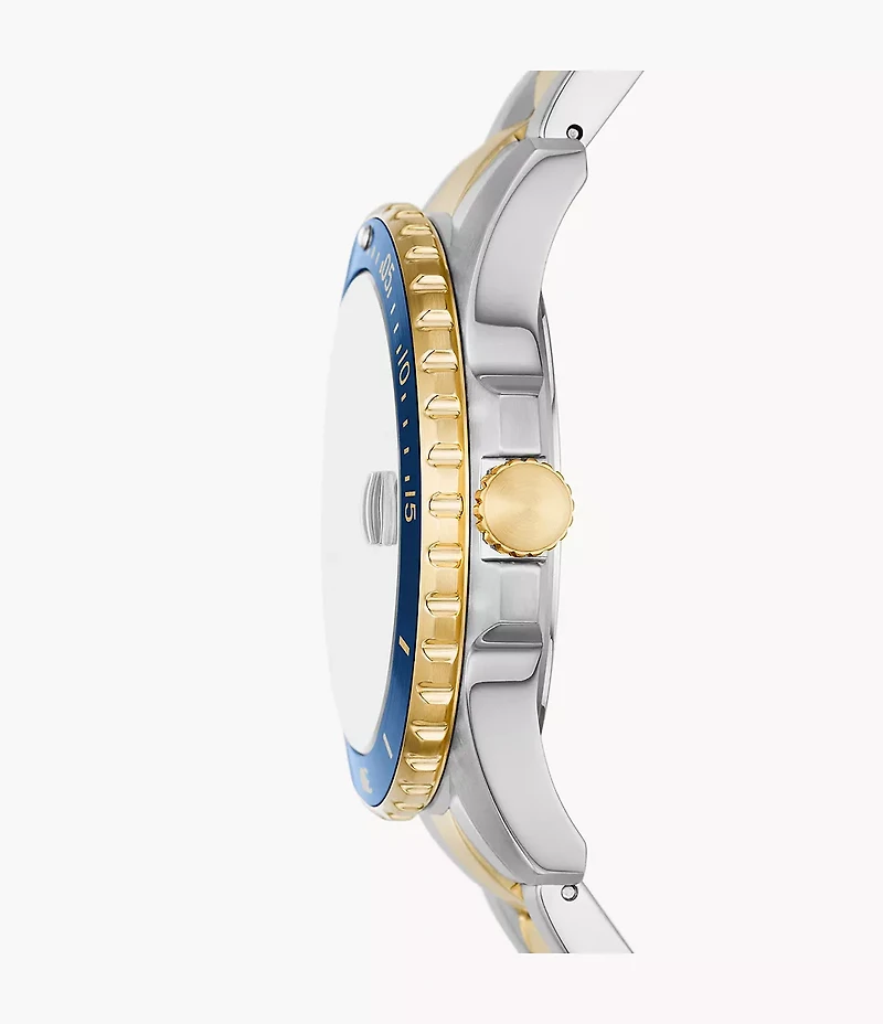 Fossil Blue Dive Three-Hand Date Two-Tone Stainless Steel Watch