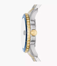 Fossil Blue Dive Three-Hand Date Two-Tone Stainless Steel Watch