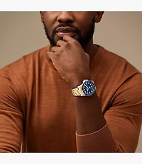 Fossil Blue Dive Three-Hand Date Two-Tone Stainless Steel Watch