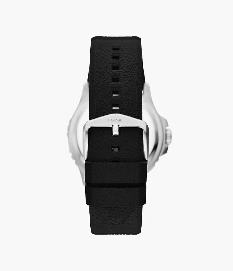 Fossil Blue GMT 46mm Black Silicone Watch