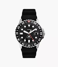 Fossil Blue GMT 46mm Black Silicone Watch