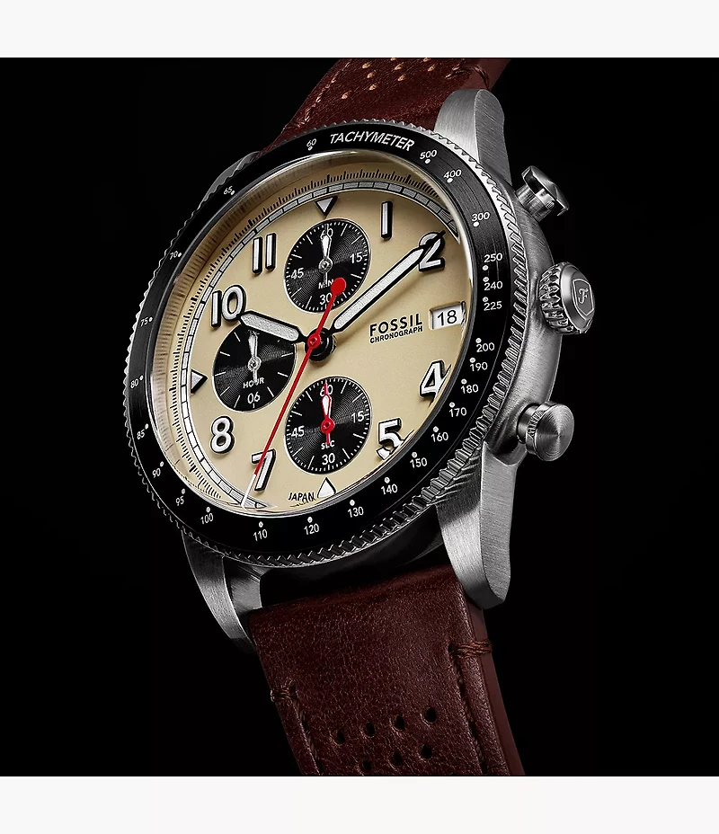 Sport Tourer 42mm Chronograph Brown Leather Watch