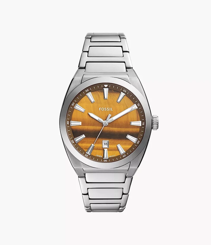 Everett Three-Hand Date Stainless Steel Watch