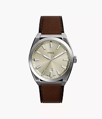 Everett Three-Hand Date Brown Leather Watch