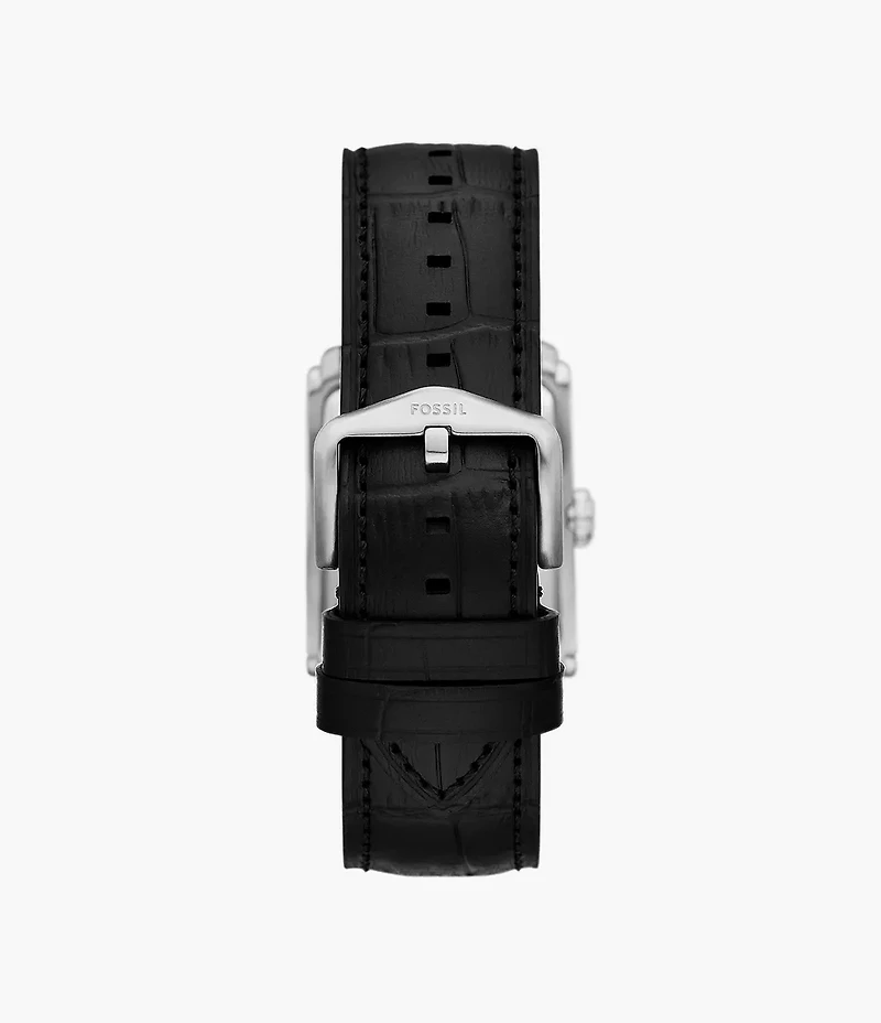 Carraway 30mm Three-Hand Black Croco Leather Watch