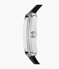 Carraway 30mm Three-Hand Black Croco Leather Watch