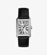 Carraway 30mm Three-Hand Black Croco Leather Watch