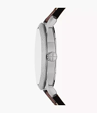 Machine Three-Hand Date Brown Leather Watch and Bracelet Set