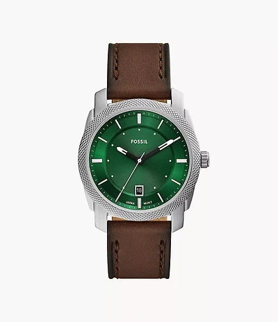 Machine Three-Hand Date Brown Leather Watch