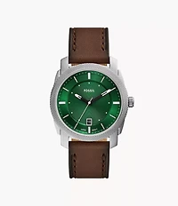 Machine Three-Hand Date Brown Leather Watch