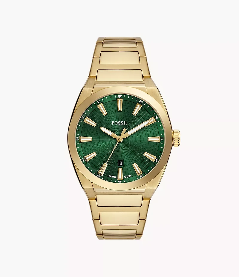 Everett Three-Hand Date Gold-Tone Stainless Steel Watch