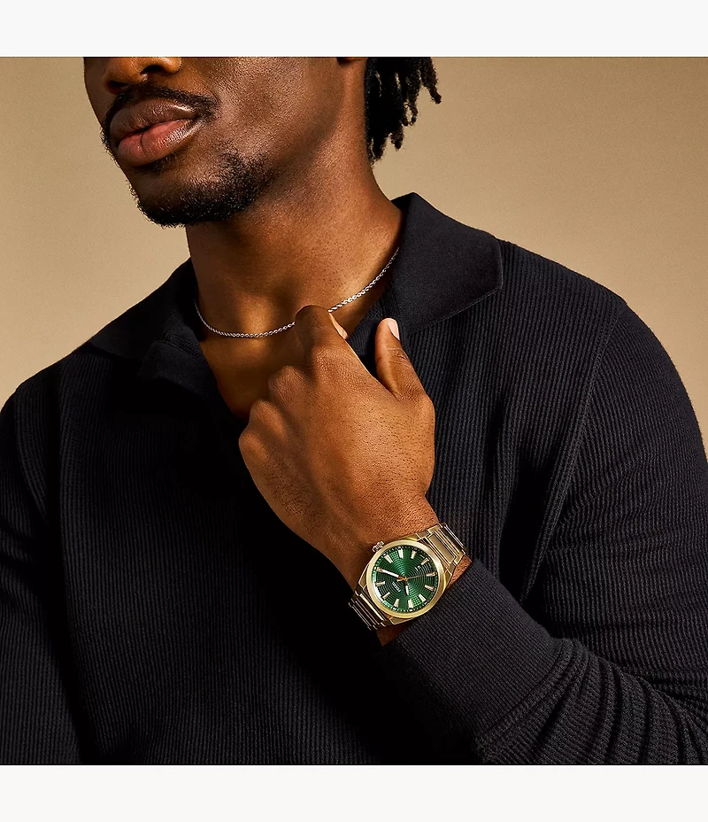 Everett Three-Hand Date Gold-Tone Stainless Steel Watch