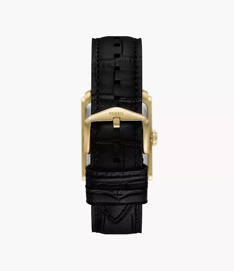 Carraway Three-Hand Black Croco Leather Watch