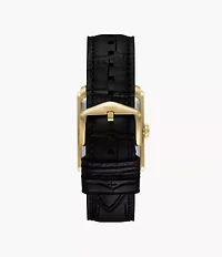 Carraway Three-Hand Black Croco Leather Watch