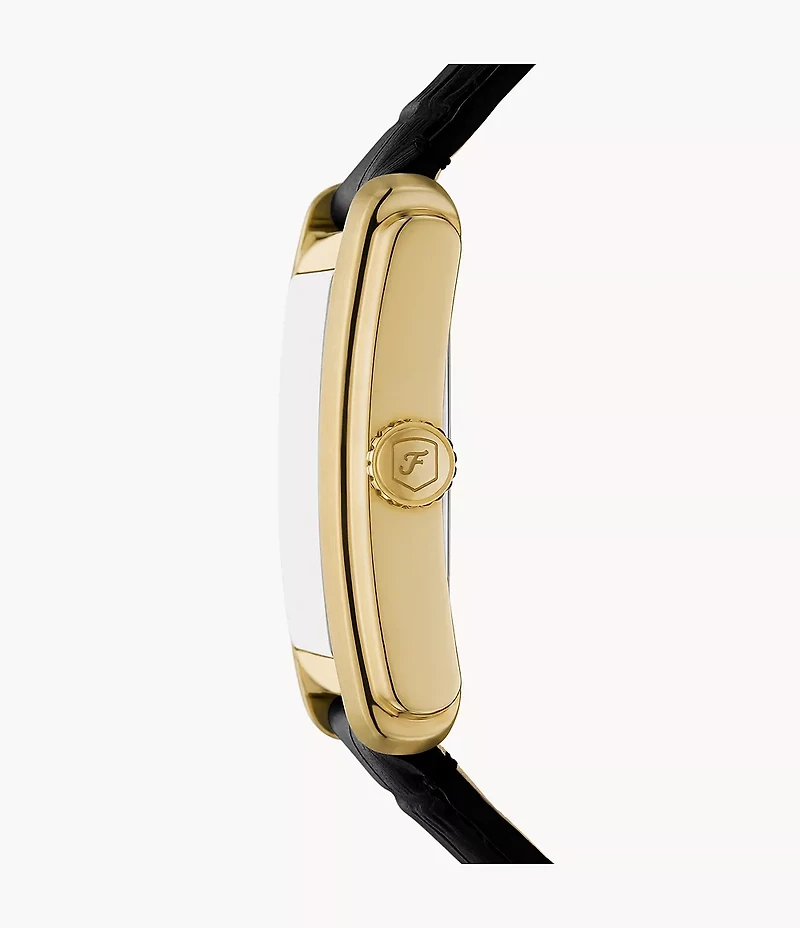 Carraway Three-Hand Black Croco Leather Watch