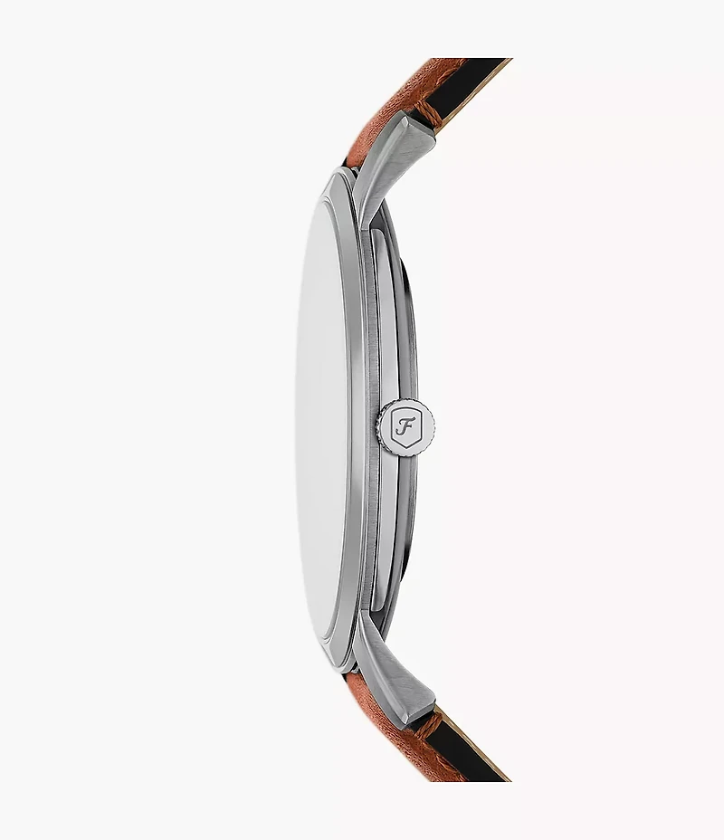 Minimalist Three-Hand Brown Leather Watch