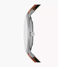 Minimalist Three-Hand Brown Leather Watch