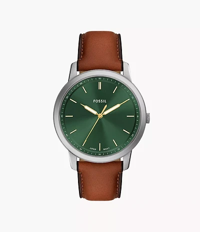 Minimalist Three-Hand Brown Leather Watch