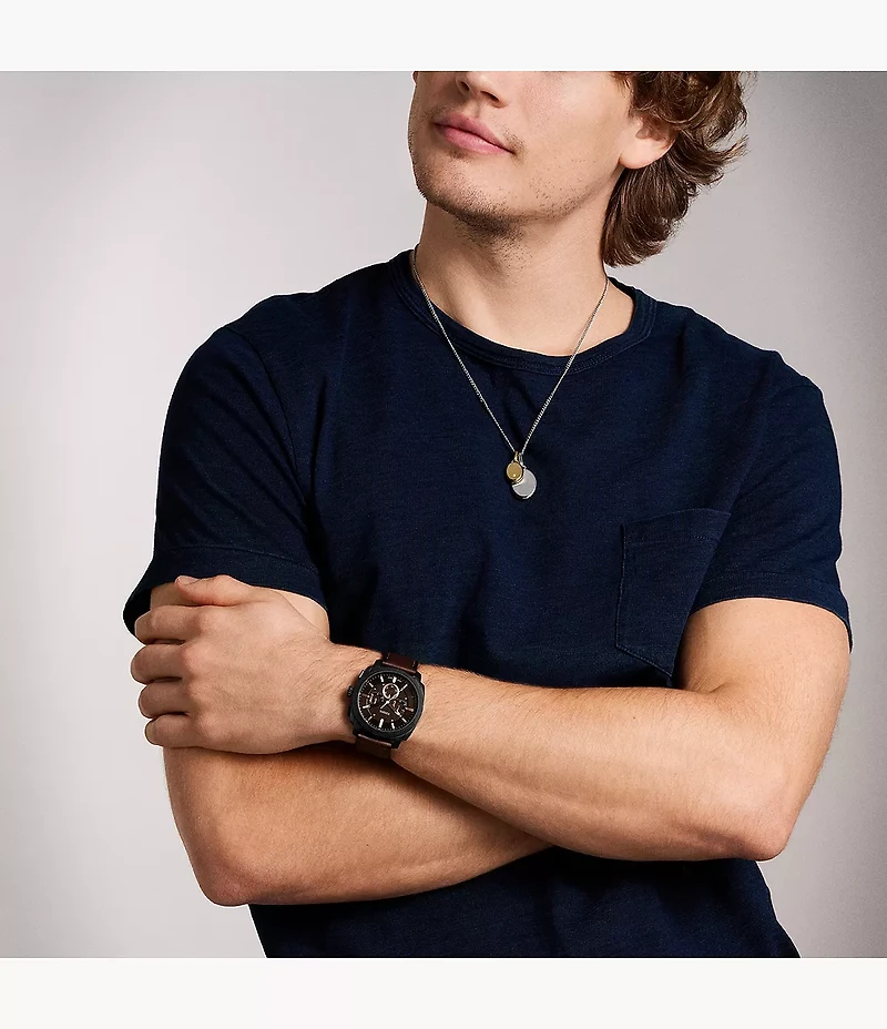 Machine Chronograph Brown Leather Watch